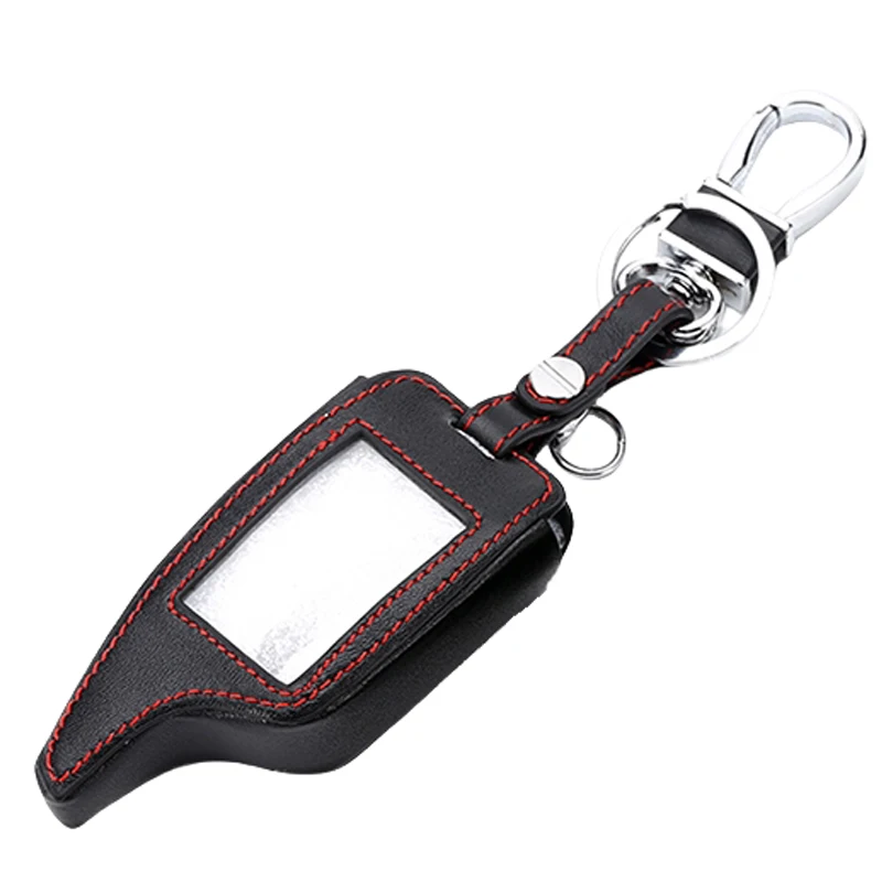 Leather Car Key Case Keychain Cover For Scher-Khan Magicar 7 8 9 10 11 12 M7 M561 M101AS M561 Two Way Car Alarm LCD Accessories