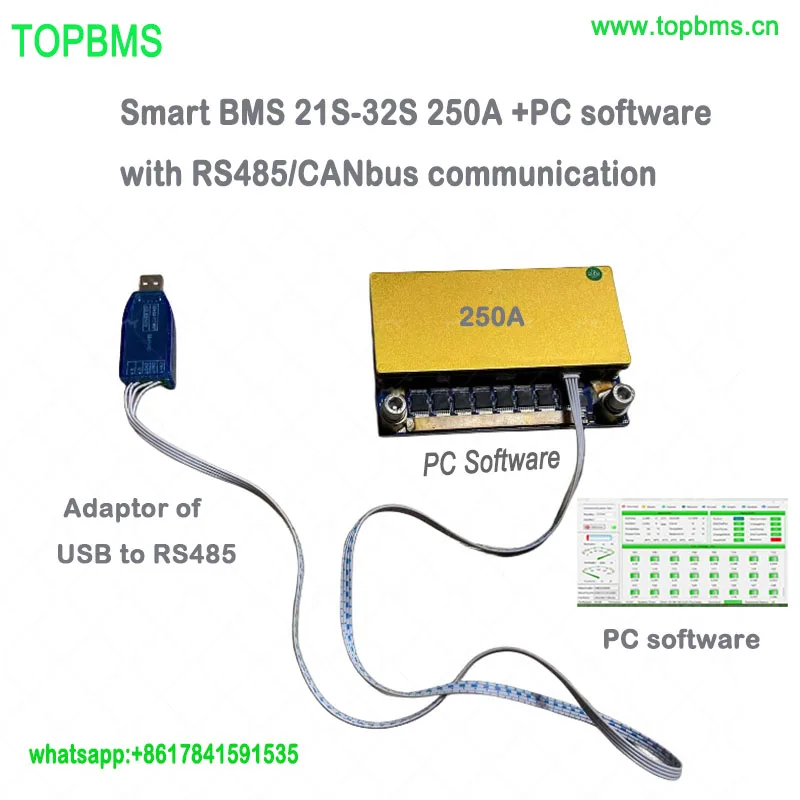 TOPBMS 21S-32S BMS 22S 26S 27S 28S 30S 32S 200A 250A Bluetooth RS485 Modbus Lithium LifePo4 LTO TBattery