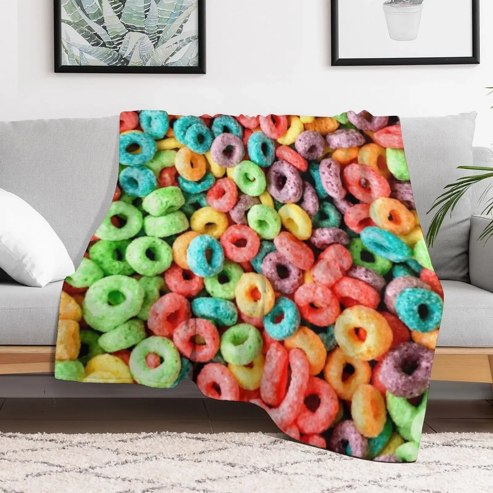 Fruit Loops! Throw Blanket Long Lasting Soft Plush Blanket for Daily Use