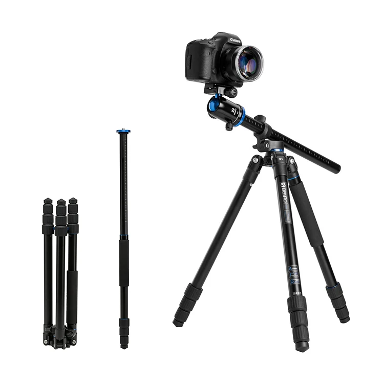 Gratis pengiriman Benro Aluminium hitam profesional foto fleksibel DSLR aksesori kamera Video Camcorder Tripod