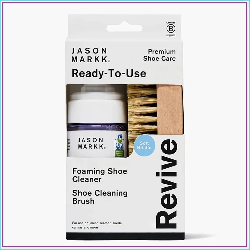 Quick Clean Kit: Shoe Cleaner, 2-Piece Set, Ready-To-Use Foam & Delicates Brush, Safe for Leather, Suede, Nubuck, Cotton, Knits, 4oz