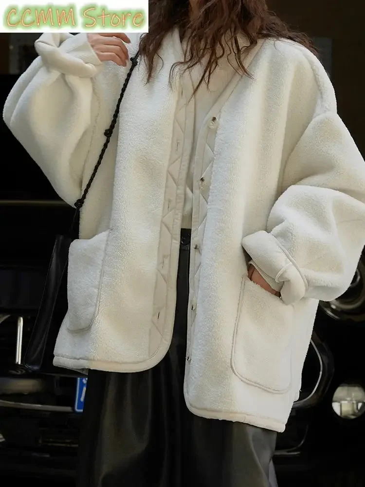 Blue Both Side Wear Big Size Warm Cotton-padded Jacket New V-neck Long Sleeve Women Coat Fashion Autumn Winter