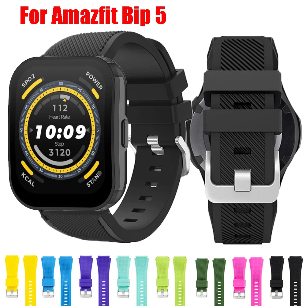 

Watchband For Amazfit Bip 5 Wristband Bracelet For Huami Amazfit Bip 5 Sports Silicone Strap Metal Buckle Quick Release Band