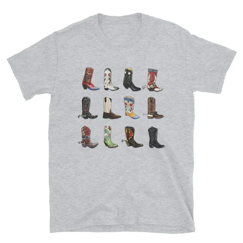 Boot Western T-Shirt Women T Shirt Summer Loose Vintage Boho Texas T Shirt Cowgirl Cowboy Cute Graphic Tees Hippie Tshirts Retro