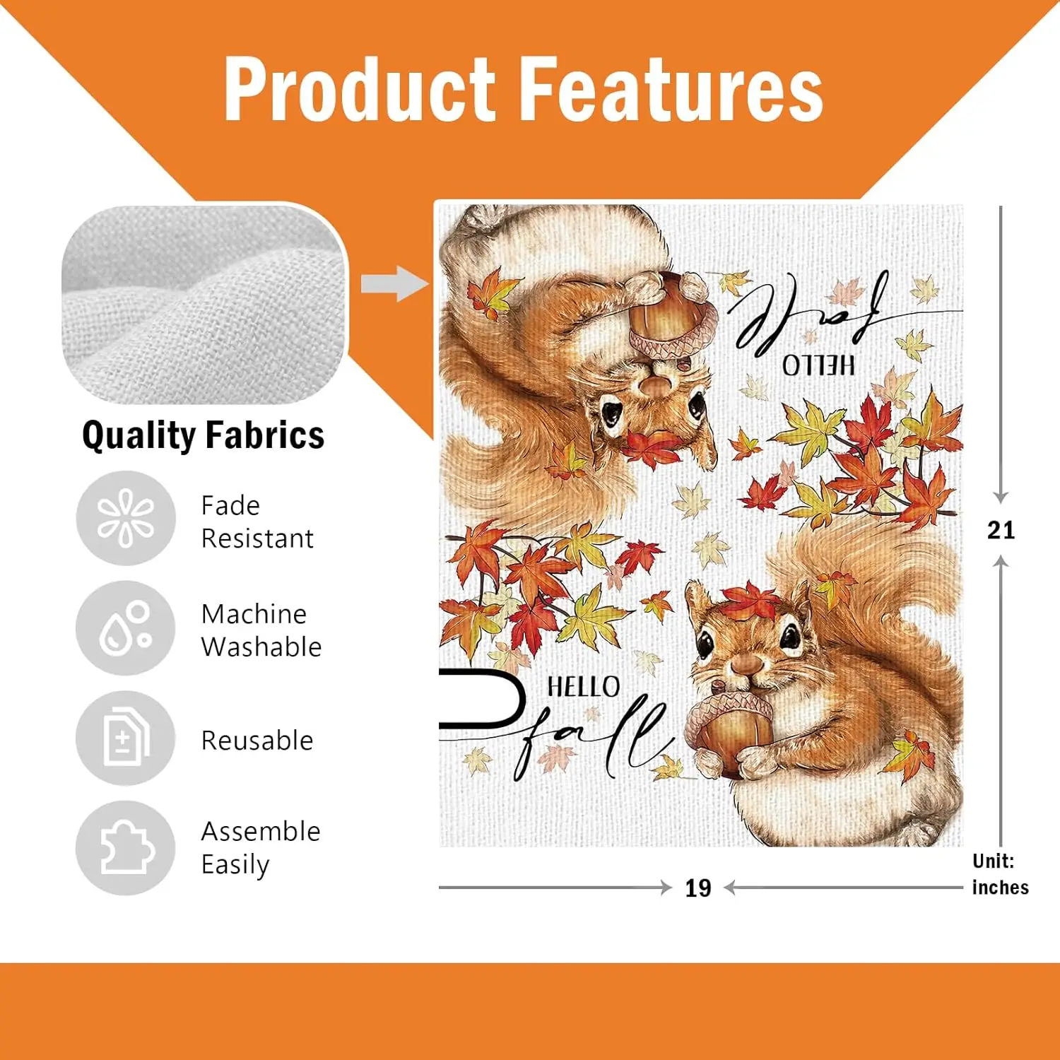 Hello Fall Squirrel Welcome Mailbox Cover Magnetic Standard Size 21