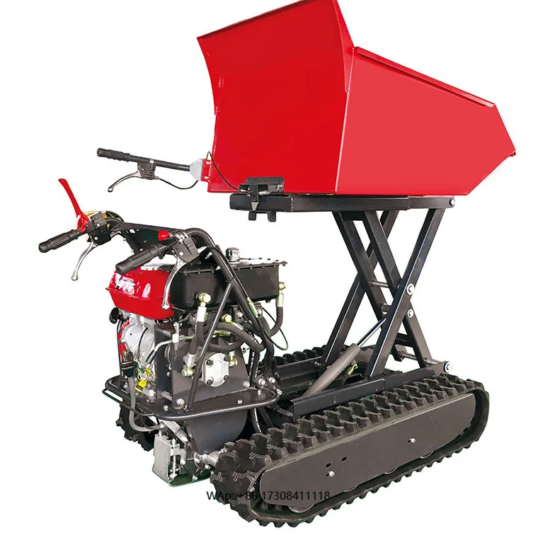 

Manual Mini Tracked Dumper 500 kg Hydraulic Electric Transporter Crawler Mini Dumper Truck