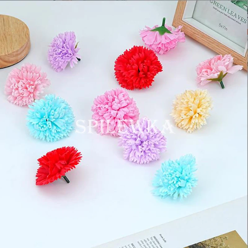 50 Stück Künstliche Nelkenblütenköpfe DIY-Blumenmaterial für Muttertag-Bouquet, Geschenkbox, Heimdekoration, Valentinstags-Partydekoration – Detail 3