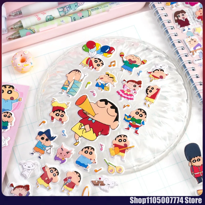 1/4 قطعة تلوين شين تشان ثلاثية الأبعاد فقاعة ملصقات Diy بها بنفسك حافظة الهاتف المحمول ملصق مزخرفة طالب القرطاسية كتيب مكافأة لصق اللوحة #4