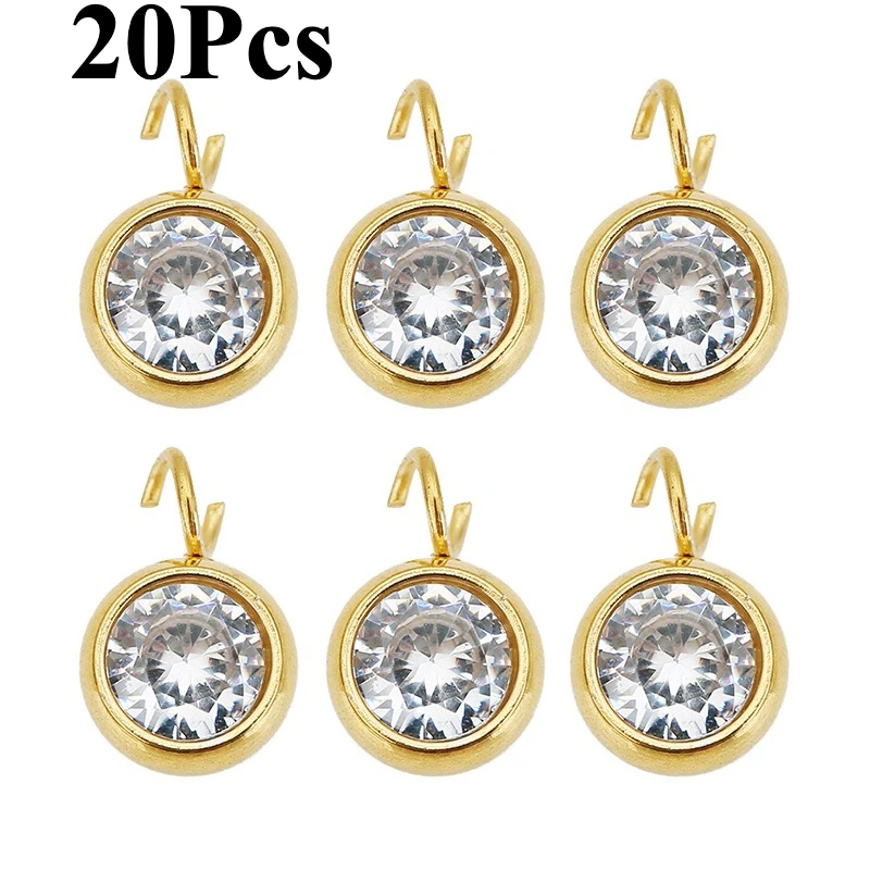 20pcs 7mm Stainless Steel Bead Chain Charms Open Circle Zircon Pendant for Jewelry Making DIY Necklace Bracelet Accessories