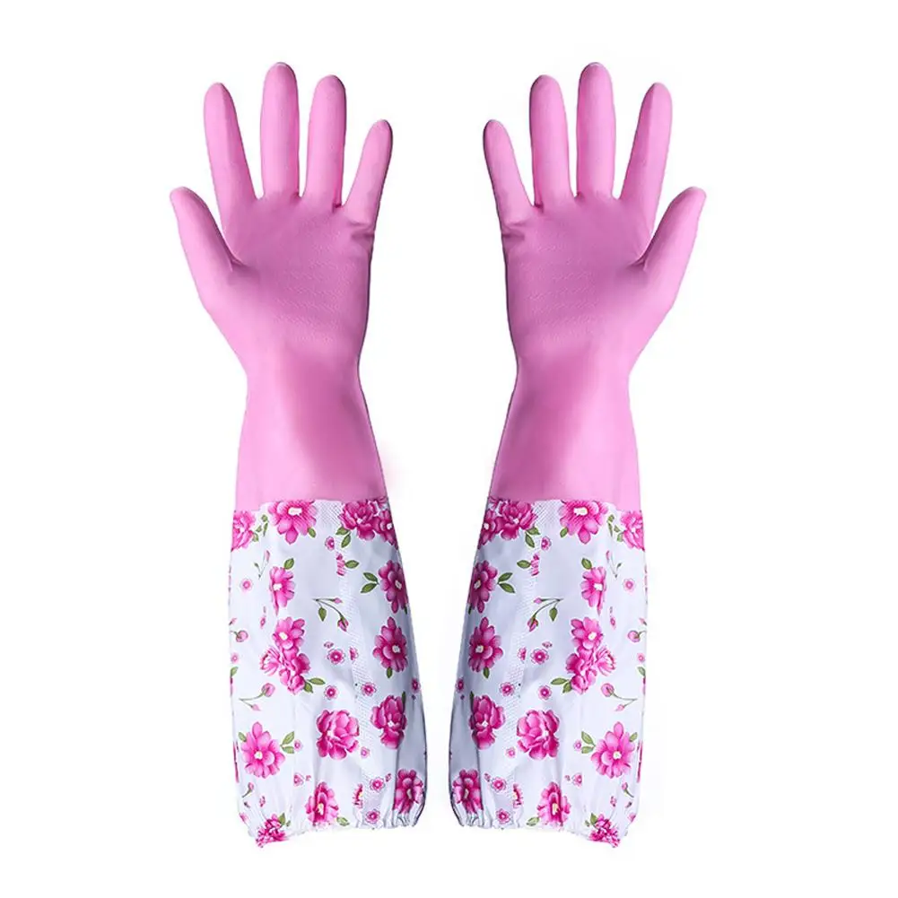 Waterproof And Warm Rubber Gloves Kitchen Washing Dishes Gloves Women’s Cleaning Gloves Housework K3a6