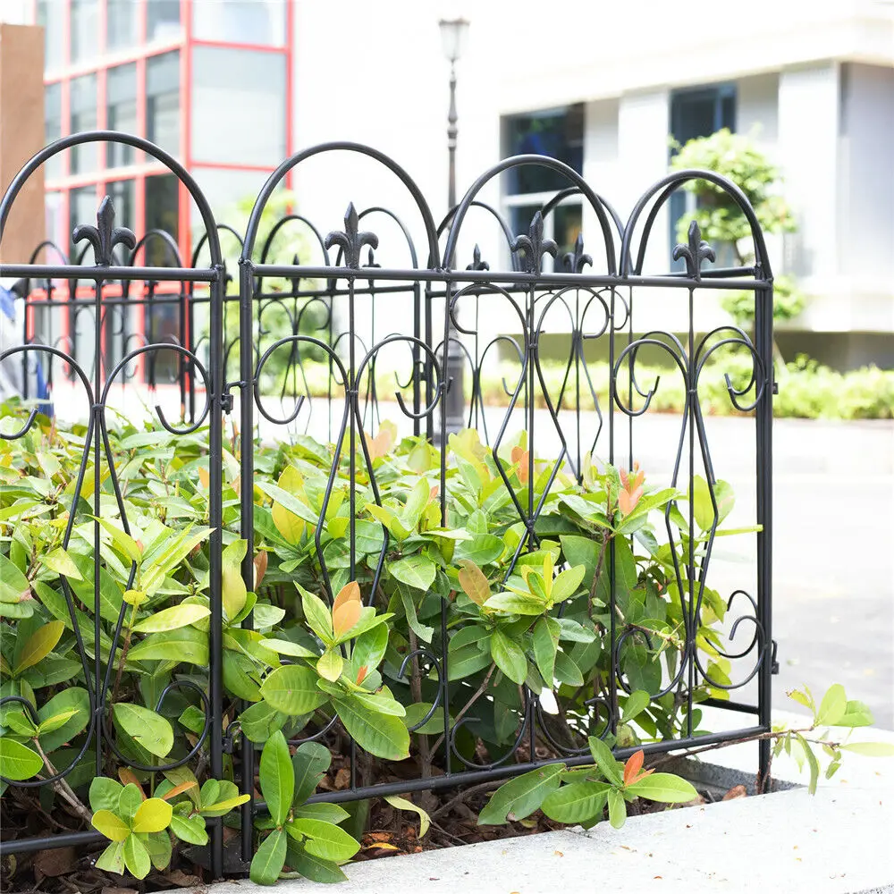 

Decorative Garden Fence 5 Panels Outdoor Black Thicken Metal Wire Fencing Patio