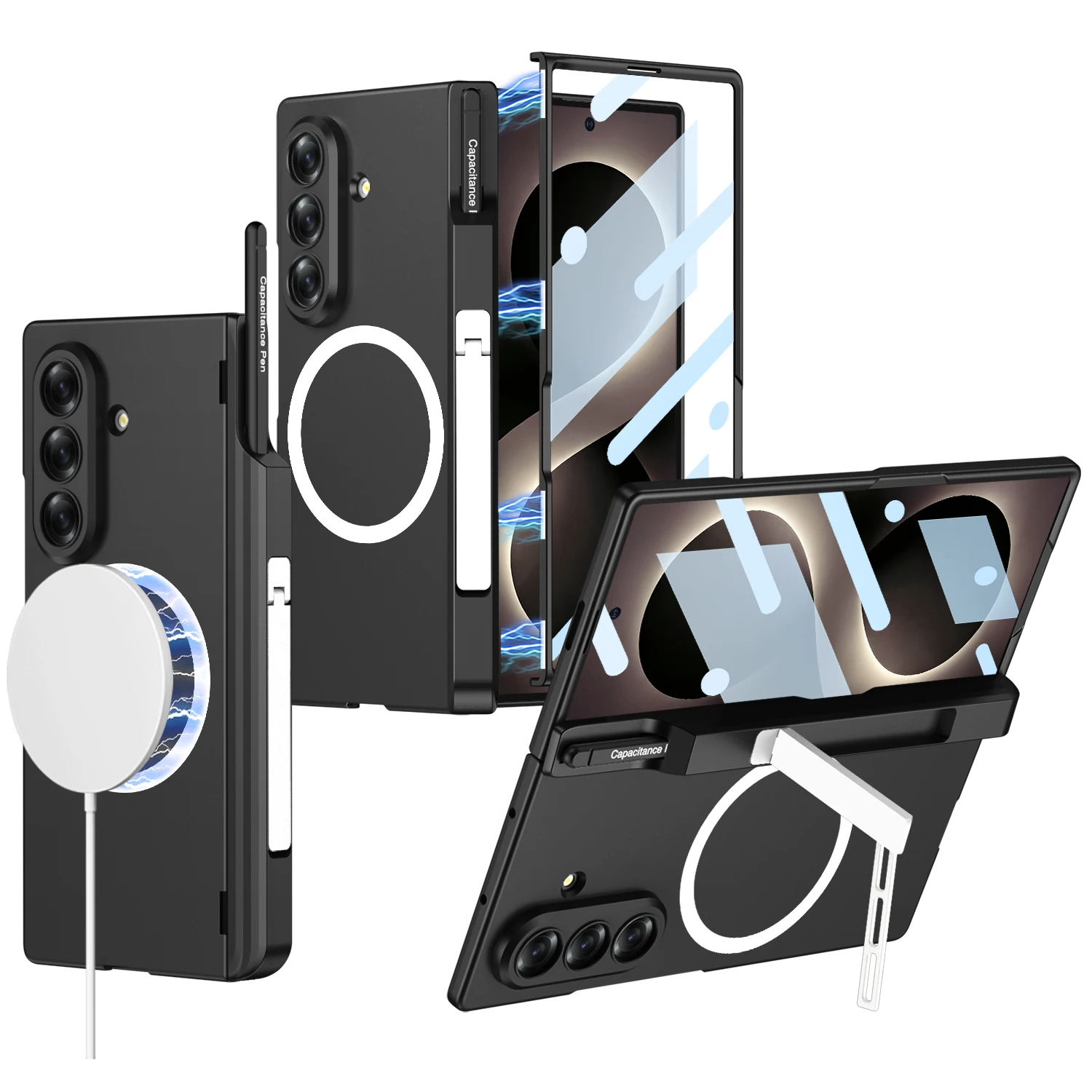 For Samsung Galaxy Z Fold 8 Ultra Case Matte Magnetic Wireless Charging Pen Slot Holder With Tempered Film Shockproof Back Cover