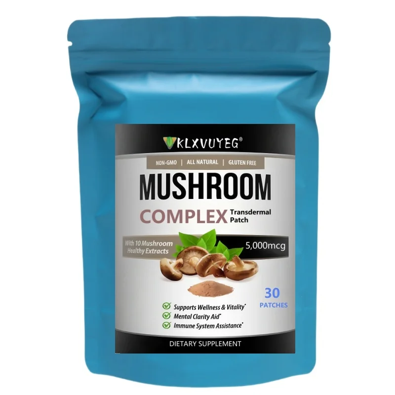 10x Pilzkomplex-Ergänzungsmittel, Löwenmähne, Reishi, Shiitake, Immunpflaster – 30 transdermale Pflaster, 1 Monat Lieferung