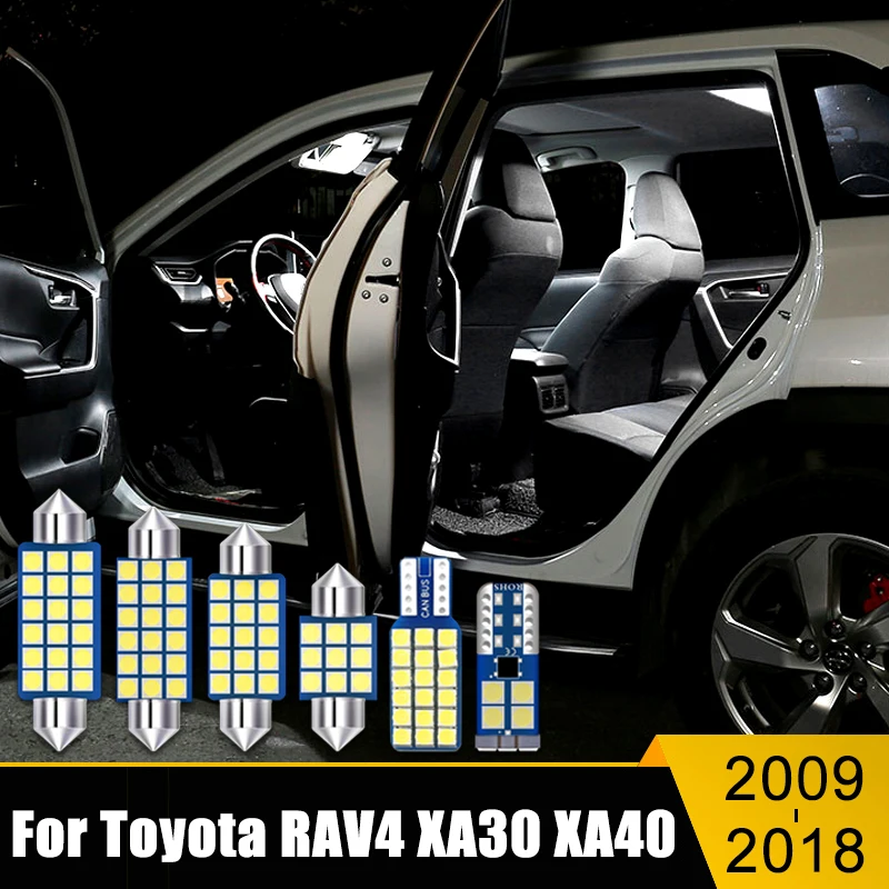 

For Toyota RAV4 XA30 XA40 30 40 2009-2012 2013 2014 2015 2016 2017 2018 6PCS Car Reading Lights Trunk Lamp Vanity Mirror Bulbs