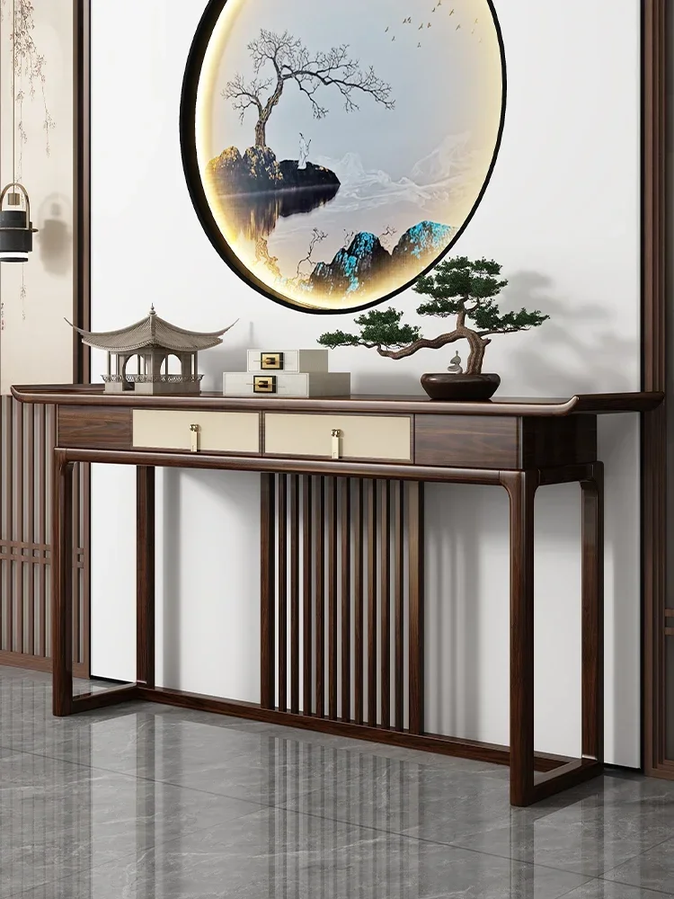 Y Entrance table, central hall, ebony wood entry against the wall, living room table, light luxury case