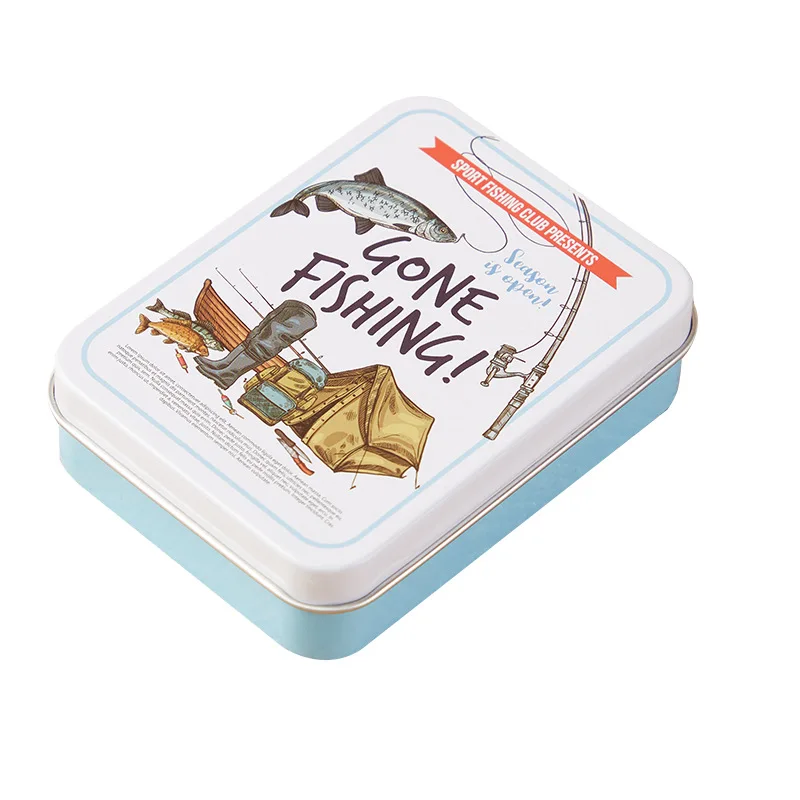 Cartoon Rectangular Tin Tobacco Flip Cover Case Small Card Fishing Tool Storage Box Packaging Iron Box Hairpin Jewelry Metal Box