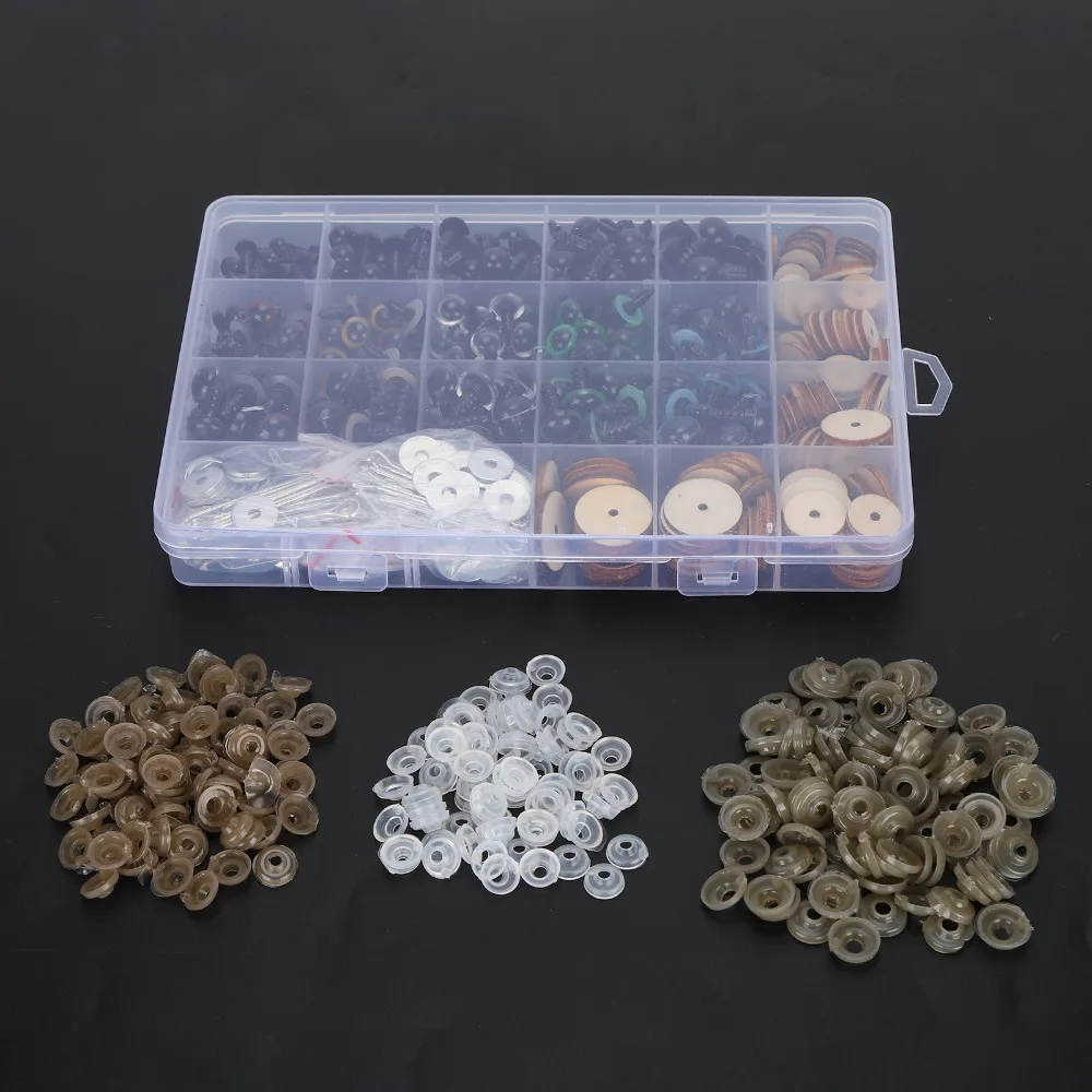 

264pcs Various Sizes Plastic Eyes Colored Safety Eyes Assorted Colors Movable Joints Synthetic Wood Material