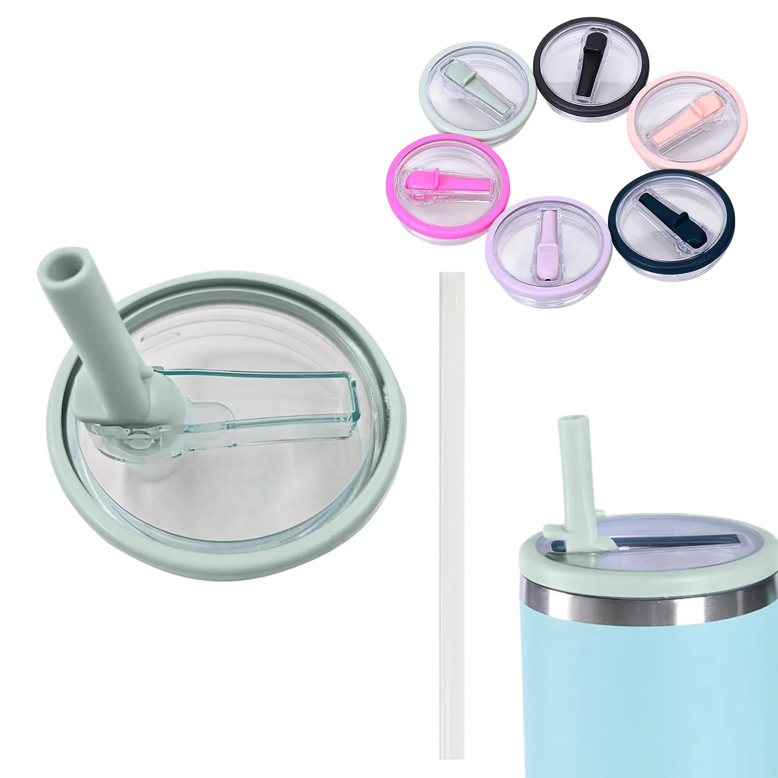 2 Pack Tumbler Flip Straw Lid Replacement Fit Forquencher Spill Proof Resistant Tumbler Lids Reusable Tumbler Cover For Cup