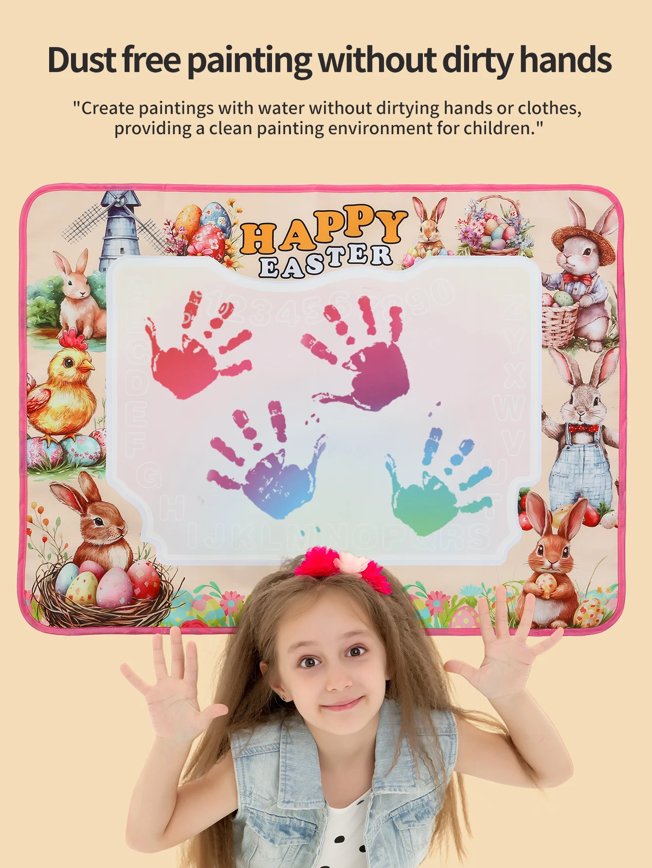 Tapete de Dibujo Mágico de Agua para Niños de Pascua - Tapete de Pintura Reutilizable y sin Desorden, Juguete Educativo de Arte con Pluma para Niños Pequeños, Regalo de Pascua