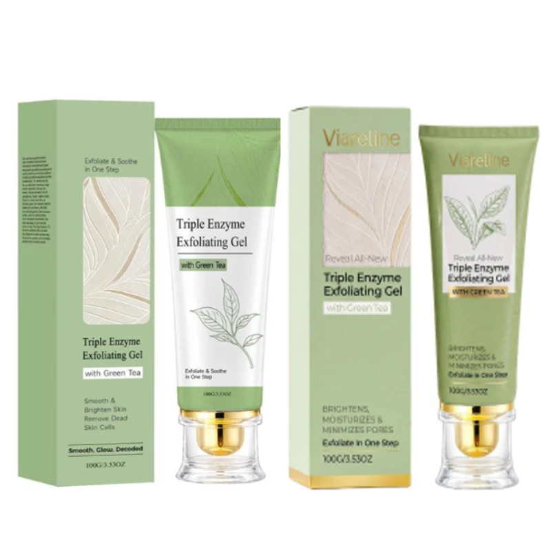 1/2/5 Pcs Triple Enzyme Green Tea Facial Exfoliating Gel, Pore Deep Cleaning,Face Moisturizing Peeling,Facial Gentle Exfoliator
