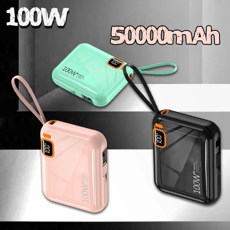 

50000mah Portable PD 100W Power Bank Two-way Fast Charger Mini Powerbank For iPhone Xiaomi Samsung