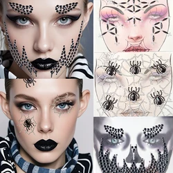 Black Spider & Spider web Demon Stereo Gem Stickers trucco occhi viso gioielli adesivi Party Stage Cosplay Halloween tatuaggi finti