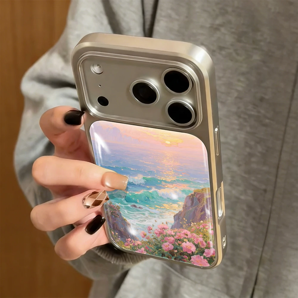 Neue Blumen-Meer-Küsten-Klebstoffhülle für iPhone 15 17 13 Pro Max Phone 11 12 ProMax 14 15 16 Plus Hüllen Stoßfeste Luxus-Coque – Detail 9