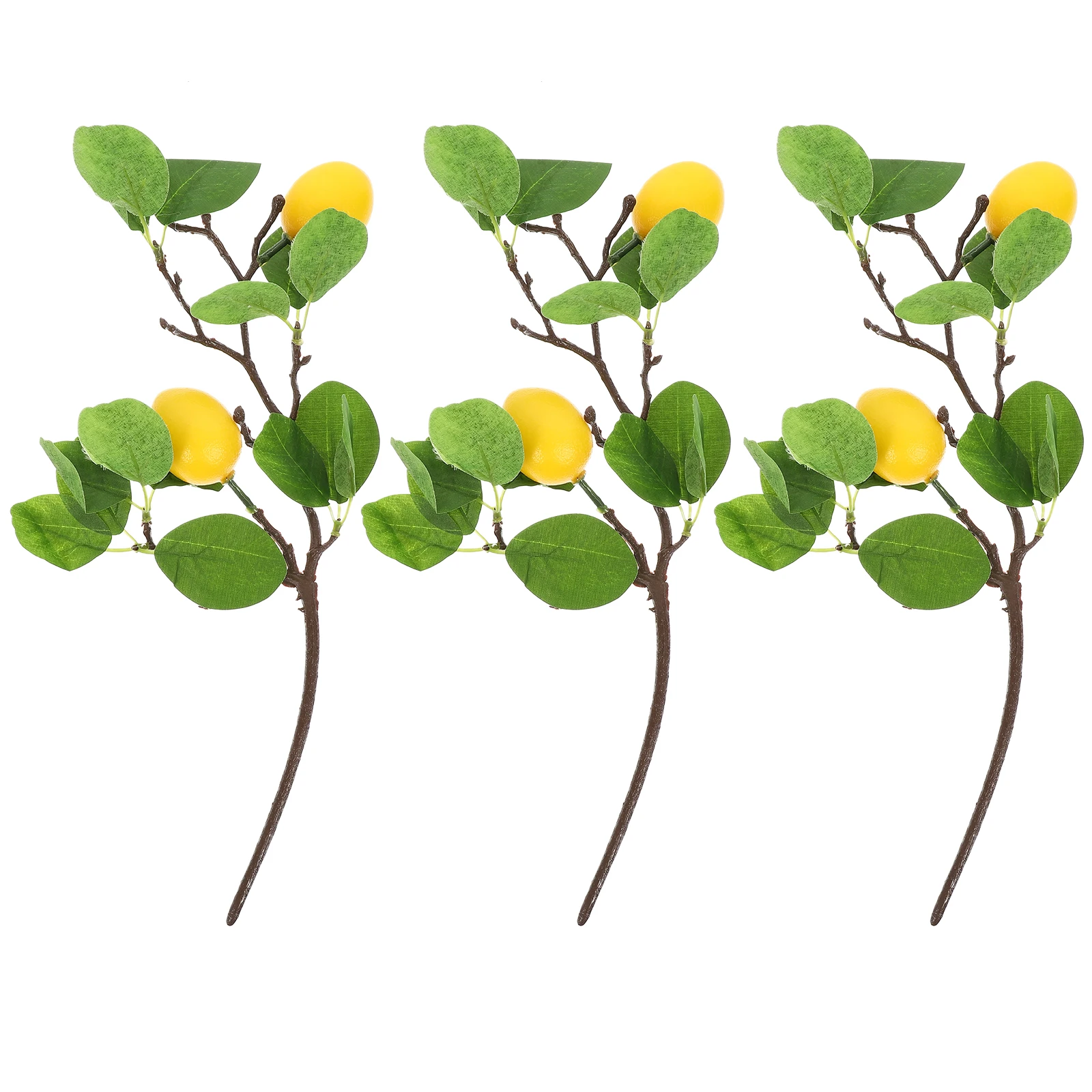 

3pcs Artificial Lemon Twigs Stems Bright Color Realistic Porch Outdoor Plants Vase Flower Arrangement