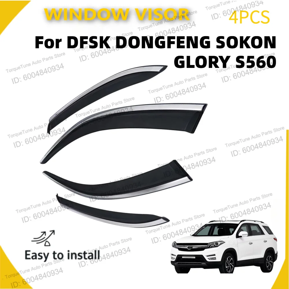 

4Pcs Original Fit Side Window Visor for DFSK DONGFENG SOKON GLORY S560, Weatherproof Rain Guard Sun Shield Vent Visor