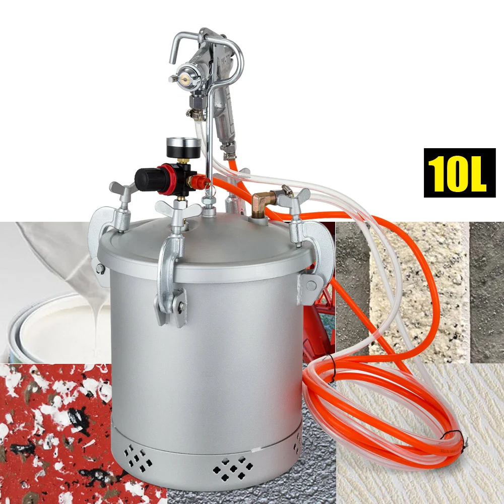 Paint Spray Gun 10L Pressure Tank Paint  Anti Corrosion With Air Regulator And Safety Valve