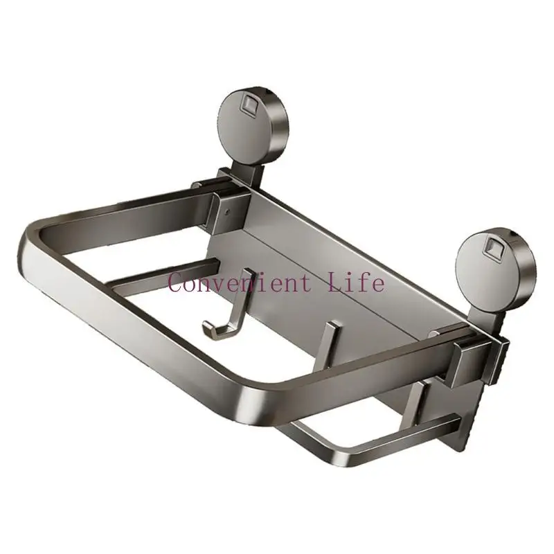 رف مناشف قابل للطي L1EE مع منظمات مثبتة على الحائط لأكواب الشفط للاستخدام متعدد الوظائف في الحمام والمطبخ والشرفة