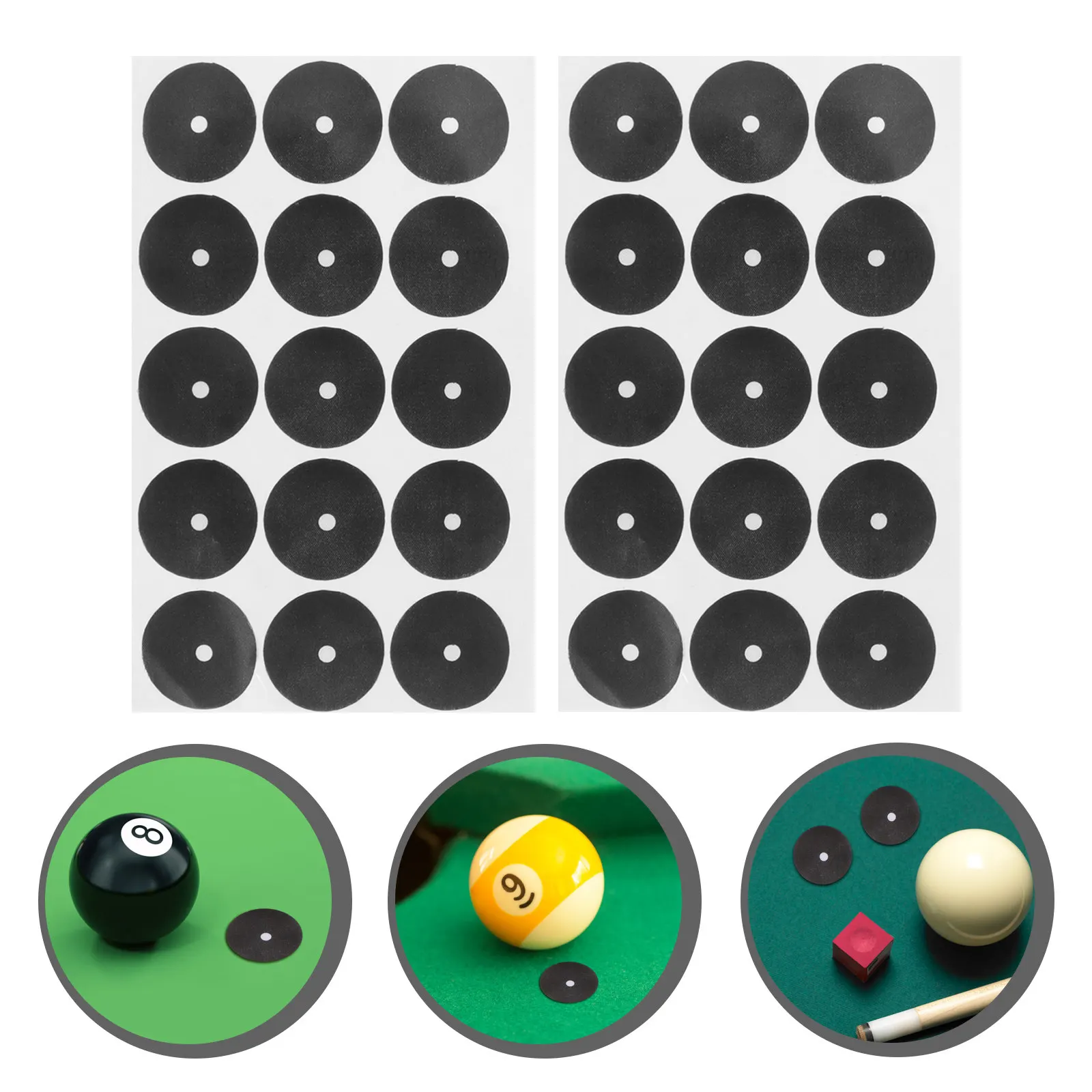 

2 Sheets Snooker Black Spots Woven Cloth Self-Adhesive Billiard Table Marker Dots for Pool Table Accessories Daily Use