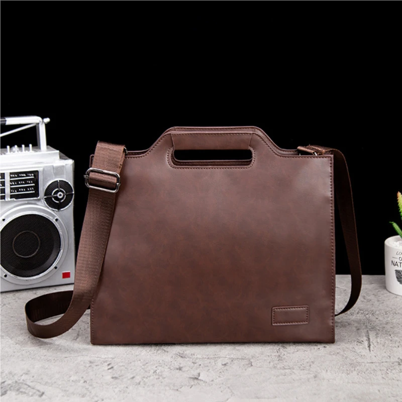 Retro Crazy Horse Pu Leather Business Briefcase Men Handbag Men's Laptop Bag Male Briefcase Hand Bag Document Envelope Bag