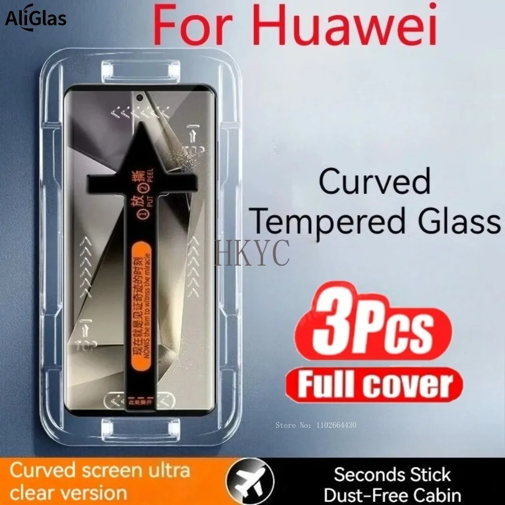 3 uds vidrio templado de cabina sin polvo para HuaweiP30 P40 P50 P60 Pro P60 Protector de pantalla de aire para Huawei Mate 20 30 40 50 60 Pro