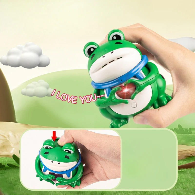 Say “I Love You ”Glowing Frog Talking Toy Children Toy with Light Up Movable Heart Gesture Voice Festival Valentine's Day Gift