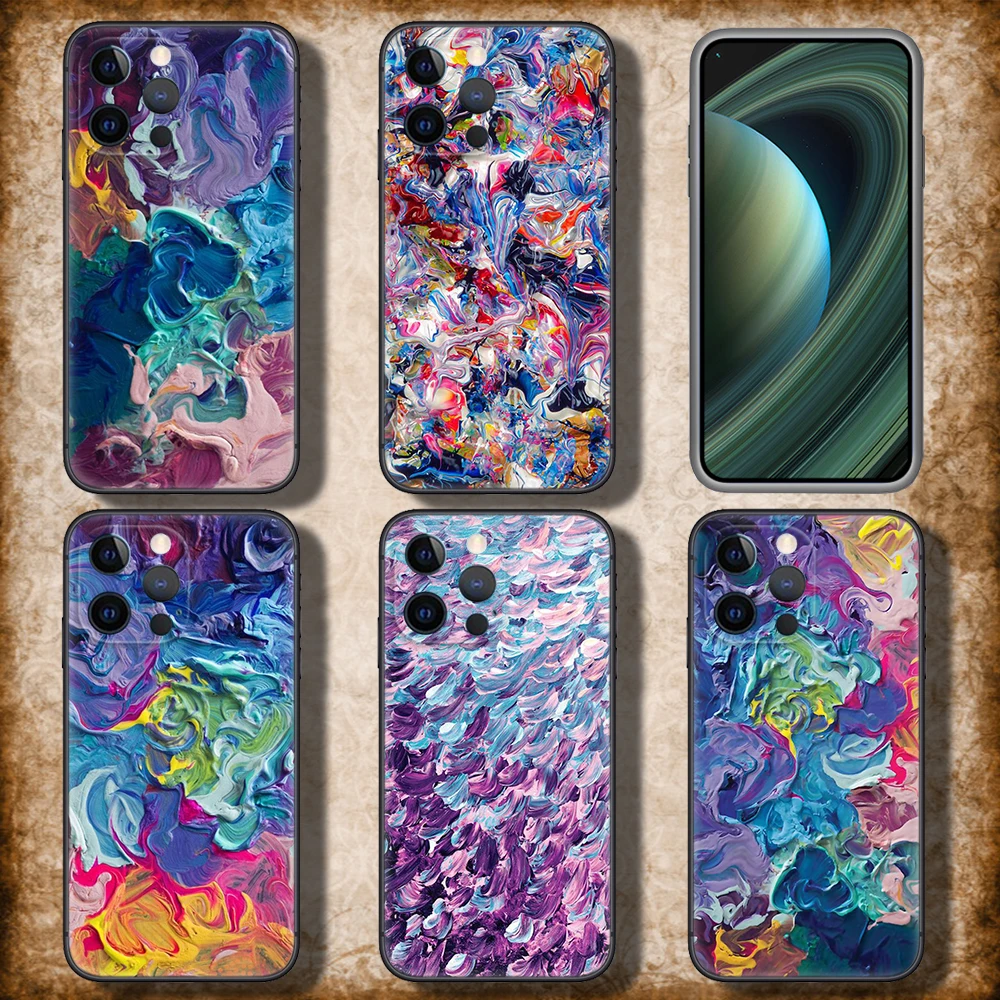 52HD Paint art pattern Soft Silicone Case for iPhone 15 14 Plus 13 12 11 X XS XR Pro Max Mini 8 7 Plus