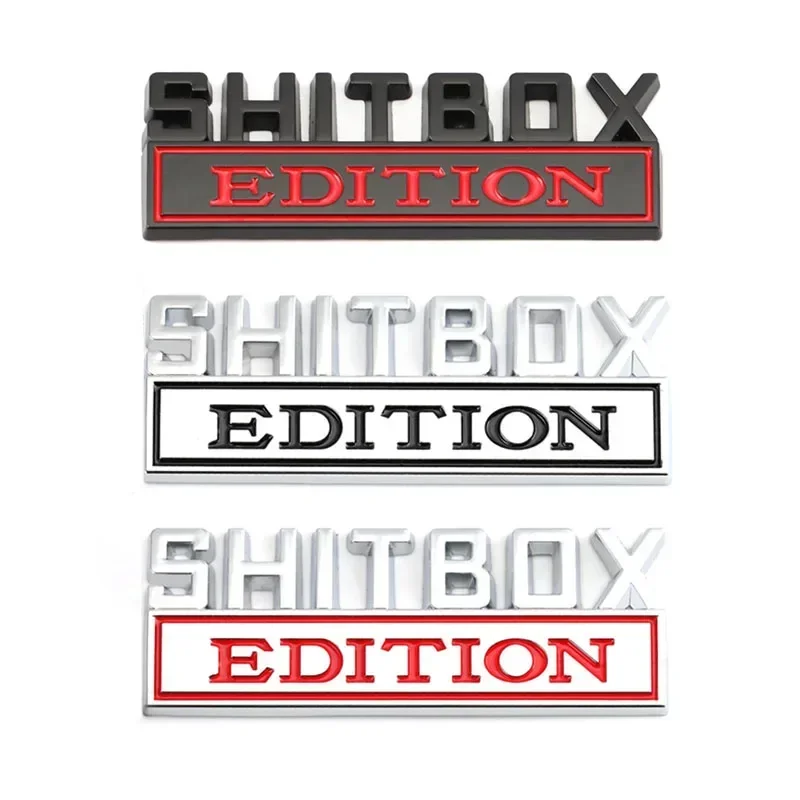 

SHITBOX EDITION Logo Car Rear Trunk Emblem Sticker for Chevrolet Camaro Cavalier Orlando Sail Onix Cruze Aveo Silverado