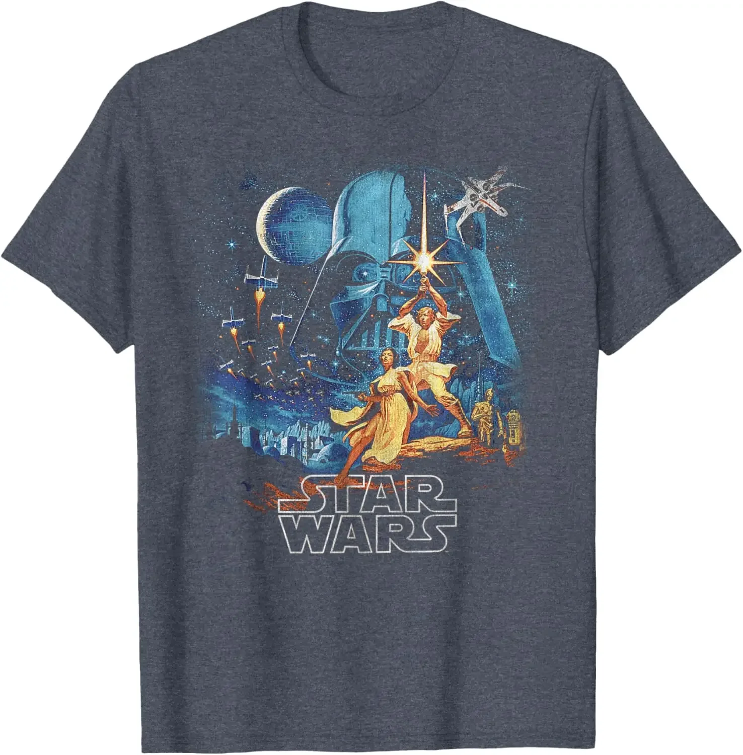 MINISO Star Wars A New Hope Faded Vintage Retro Poster Disney+ T-Shirt