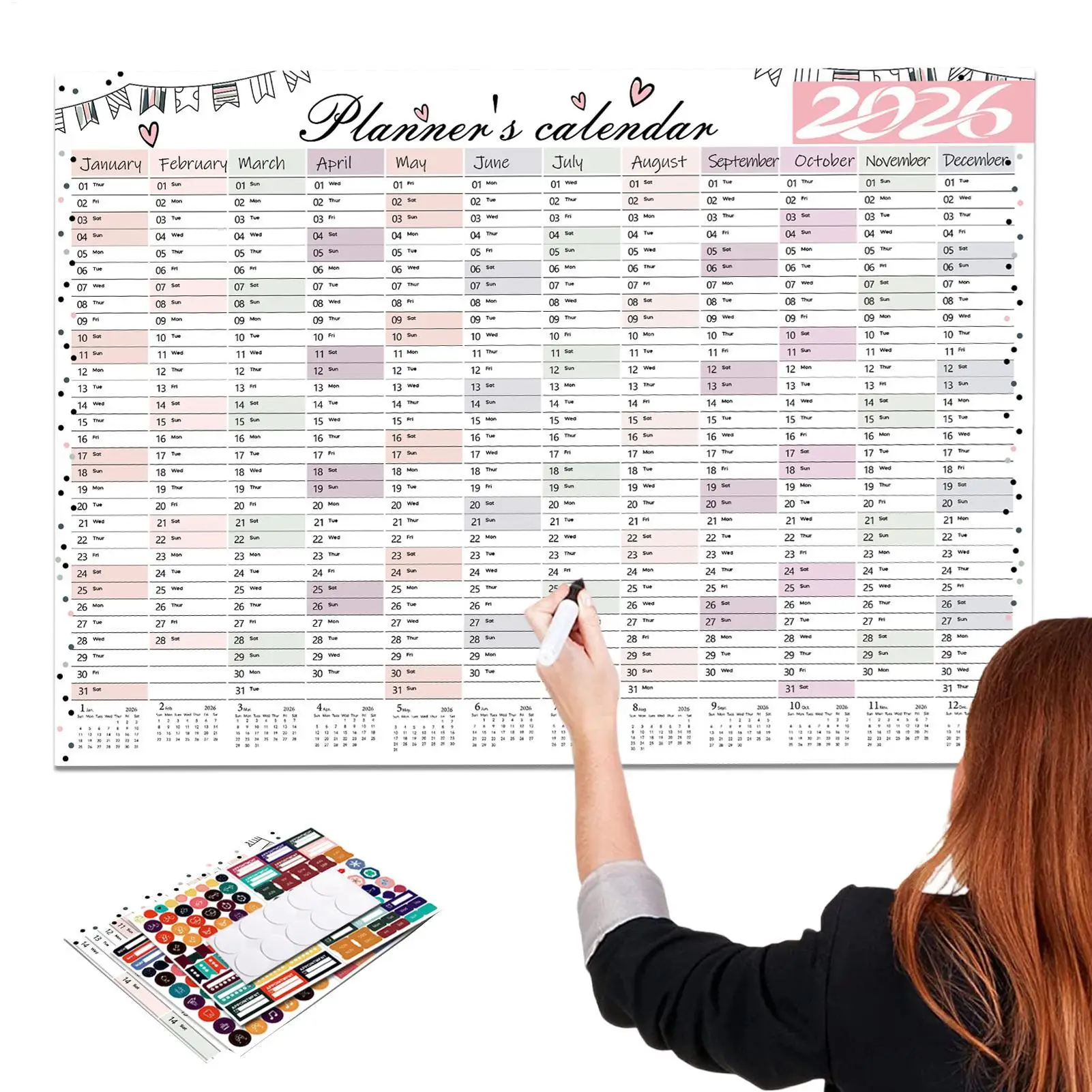 Wall Calendar Monthly planner Wall Calendar Reusable Scheduling Organizer for Work study Family Kids Dorm Desk