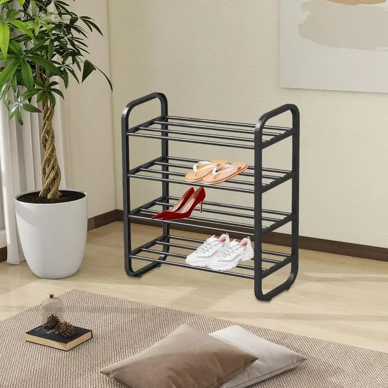 Freestanding Shoe Rack 4-Tier Freestanding Shoe Organizer Rack Easy To Assemble Standing Shoe Storage For Entryway Garage Hallwa