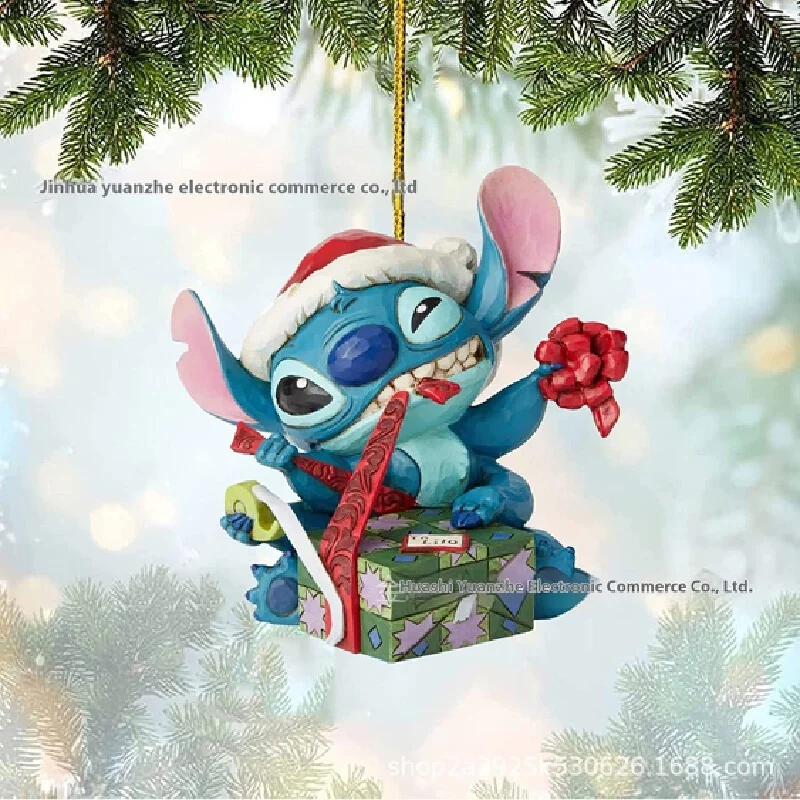 1/18PCS New Disney Lilo&Stitch Christmas Ornaments Cartoon Acrylic Plane Christmas Tree Decoration Pendants Home Decor Gifts