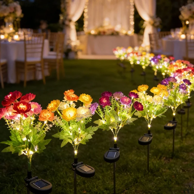 Solar Lights Snow Lotus Flower Lawn Lamp Outdoor Lighting Solar Garden Light for Yard Patio Flower Lamp Wedding Mother'Day Party