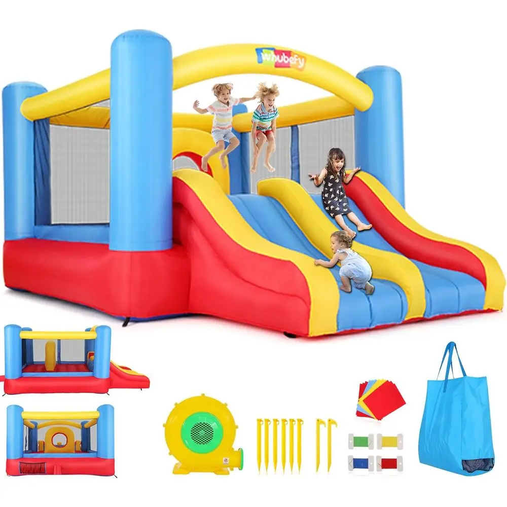 

Bounce House, Iatable Bounce House для детей 3–6 лет, 8–12 лет, двойной вышибатель препятствий для дома и улицы с воздуходувкой,