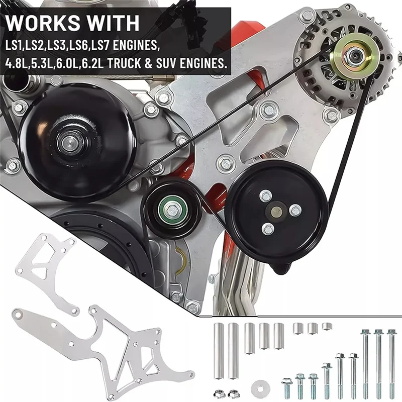 

A30P-Fits For LS Engine Serpentine Bracket Alternator Power Steering Pump Swap Conversion