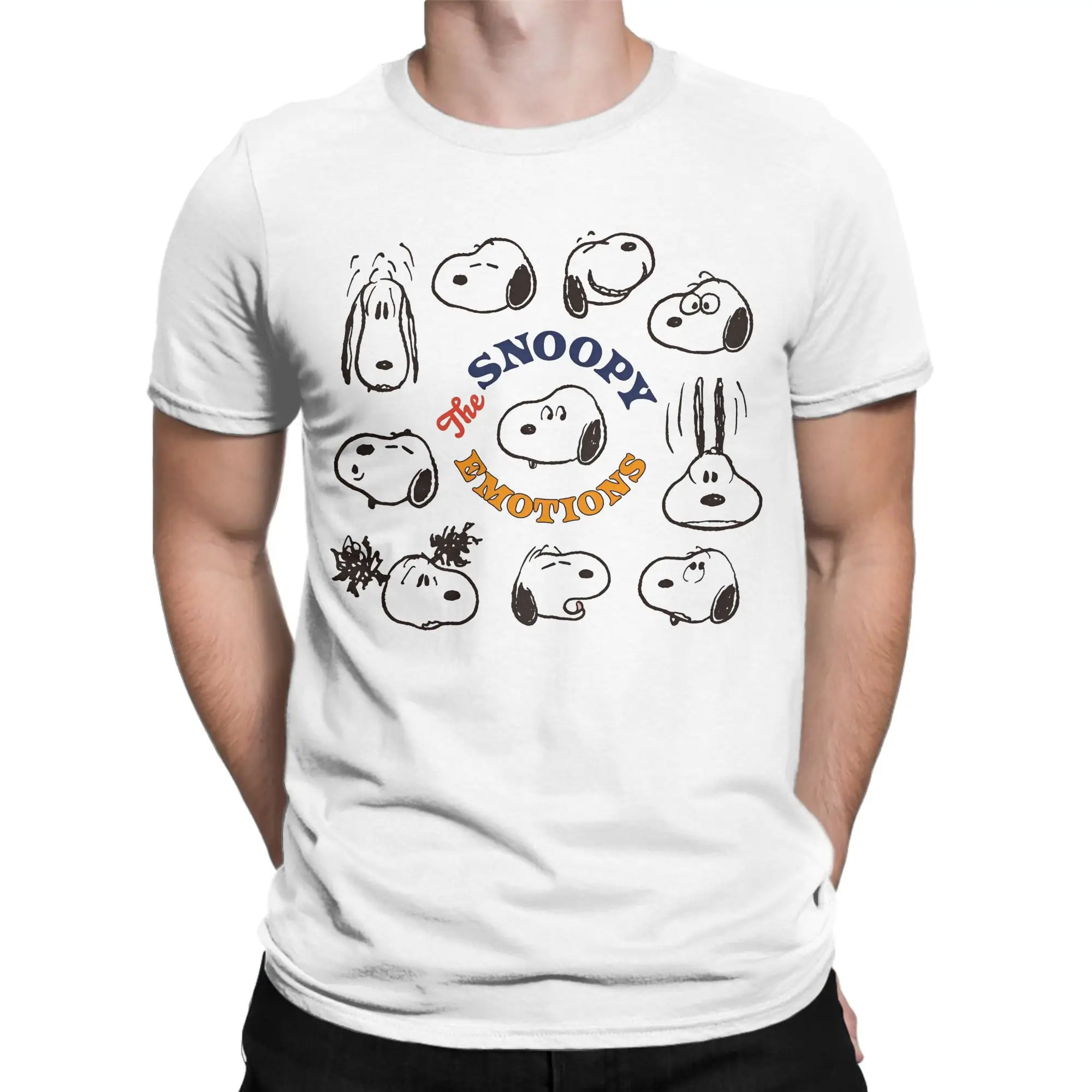 Snoopy The Emotions T-Shirt for Men Women  Vintage Cotton Tee Shirt Round Neck Short Sleeve T Shirt Printed Tops