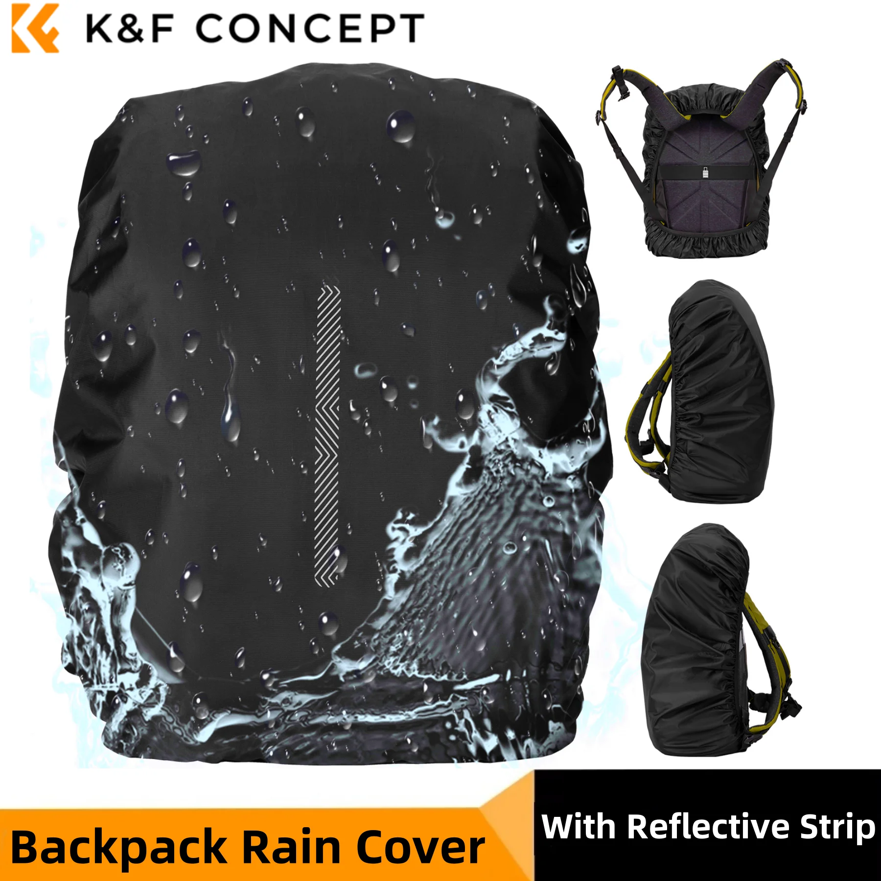 

K&F Concept Backpack Rain Cover with Reflective Strip Waterproof Rucksack Camea Backpack Rain Cover for Hiking Camping Traveling