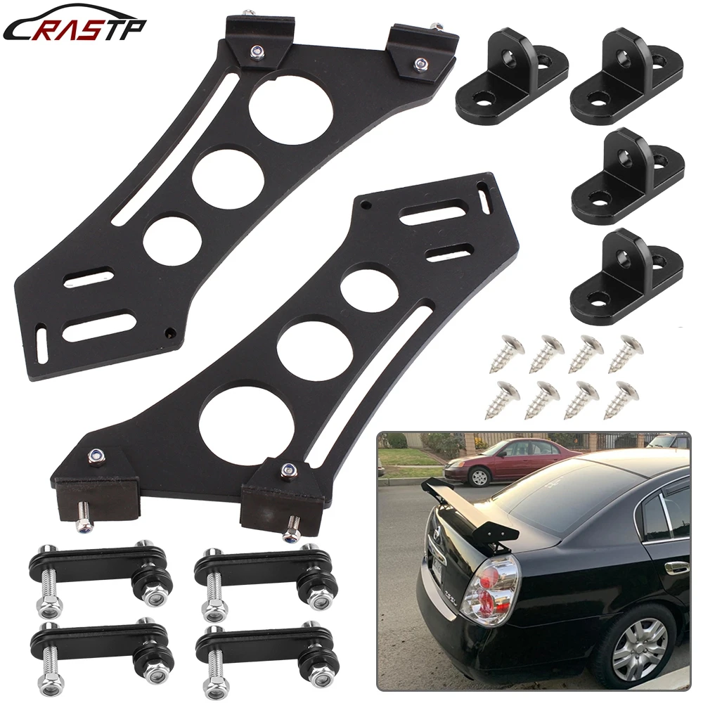 

RASTP-Universal 10" Car Rear Spoiler Trunk Tail Wing Legs Mount Brackets Racing Tail Spoiler Legs Mount Brackets RS-LKT102