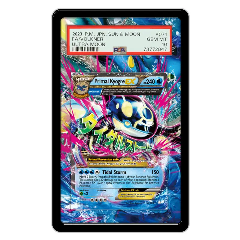 عرض بطاقات البوكيمون PTCG Primal Kyogre v MAX مجموعة ألعاب أنيمي توسيع الهدايا الفنية ألعاب حافظة واقية من الأكريليك ذاتية الصنع