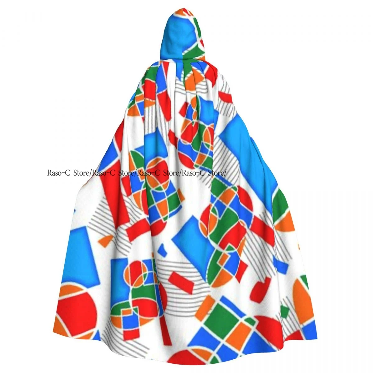 Long Cape Cloak Polygonal Colorful Pattern Hooded Cloak Coat Autumn Hoodies