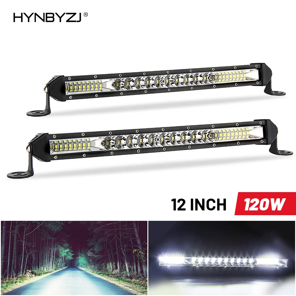 

HYNBYZJ Slim Single Row 12 Inch LED Light BarCombo Spot Flood For SUV 4X4 Off Road Led Work Lamp 6000K Auto Work Light 12V 24V